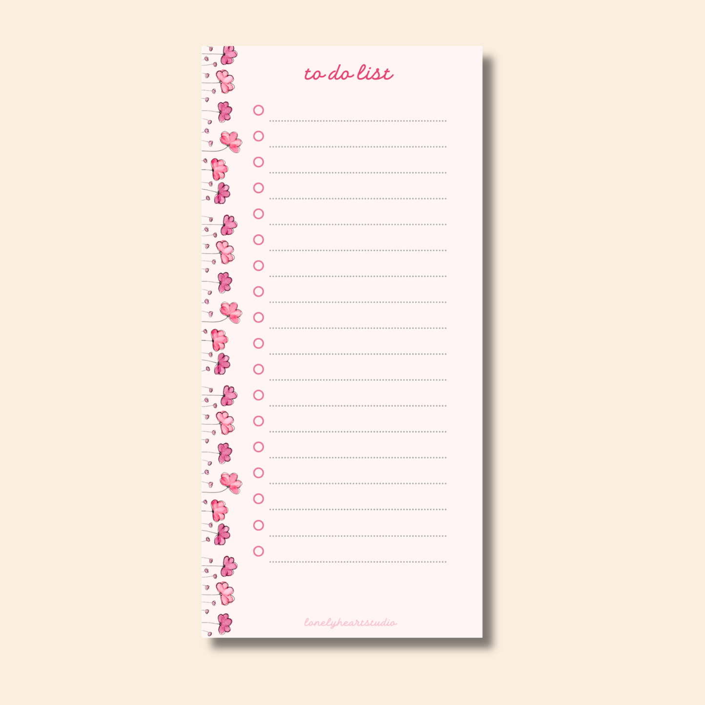 Floral Pink - To Do Notepad