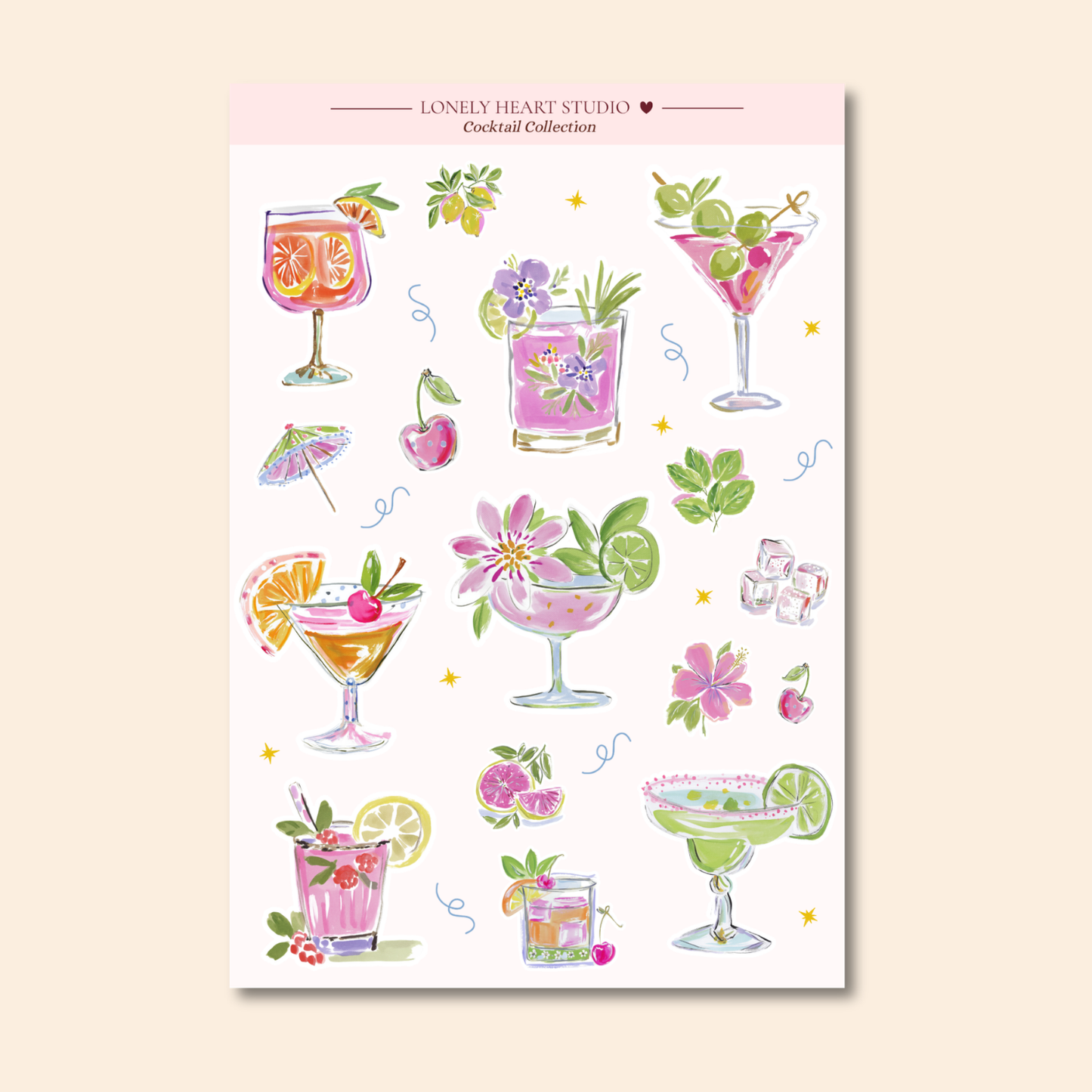 Happy Hour Cocktail Sticker Sheet