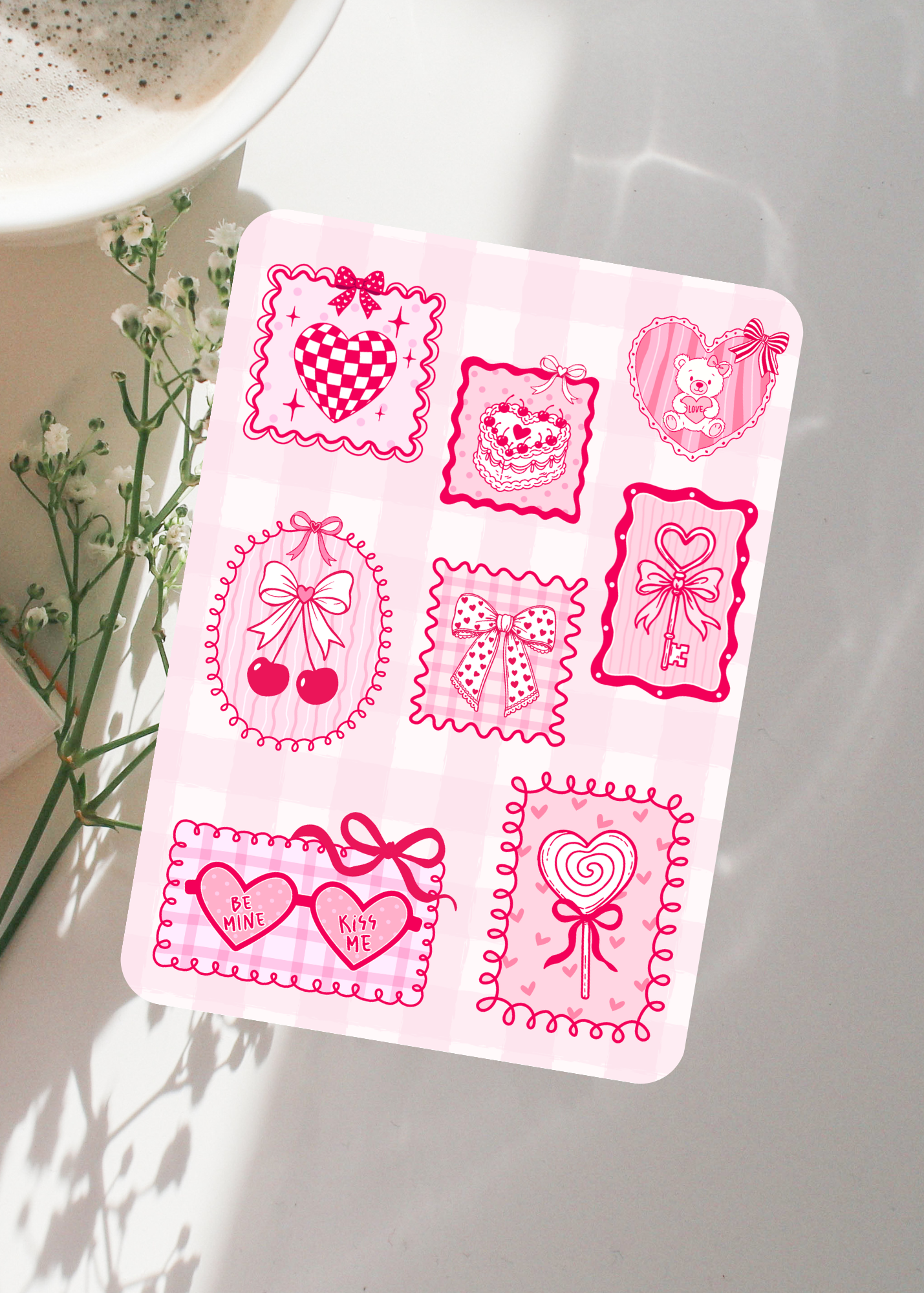 Pink Romance Stamps Coquette Kindle/E-Reader Inserts