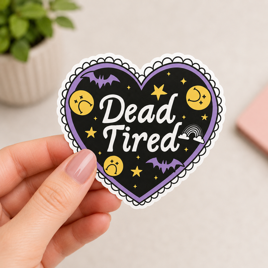 Dead Tired Heart Vinyl Sticker