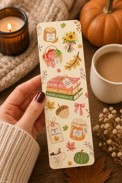 Cosy Autumn Linen finish Bookmark