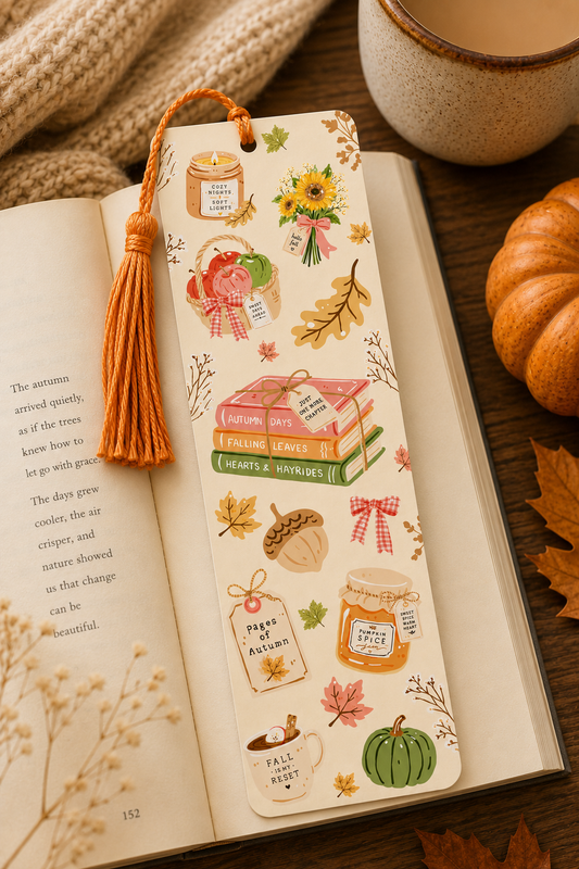 Cosy Autumn Linen finish Bookmark