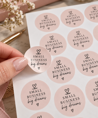 Small Business Packaging Stickers | 1.5" Circle Logo Stickers | 35 Stickers Per Sheet