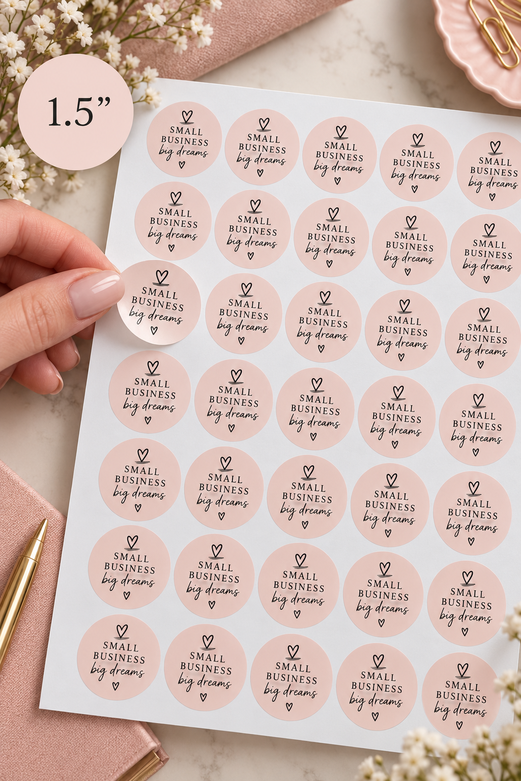 Small Business Packaging Stickers | 1.5" Circle Logo Stickers | 35 Stickers Per Sheet