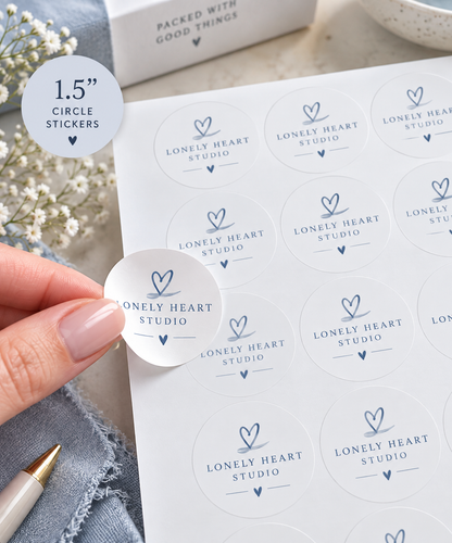 Small Business Packaging Stickers | 1.5" Circle Logo Stickers | 35 Stickers Per Sheet