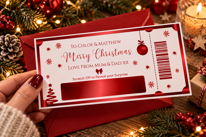 🎄 Personalised Christmas Scratch-Off Surprise Foiled Ticket