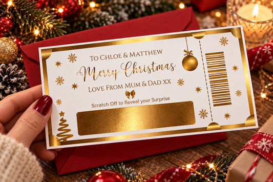 🎄 Personalised Christmas Scratch-Off Surprise Foiled Ticket