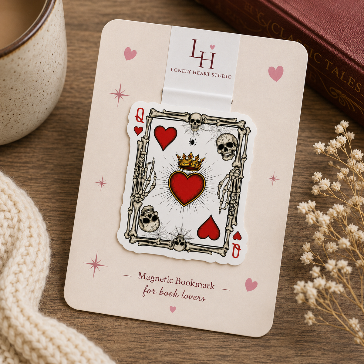 Skull Queen of Hearts Magnetic bookmark