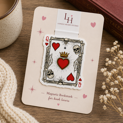Skull Queen of Hearts Magnetic bookmark