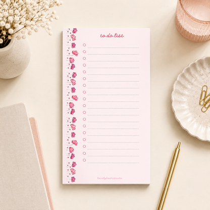 Floral Pink - To Do Notepad