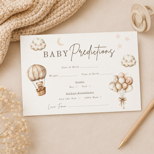 Baby Predictions cards - Baby Shower Game, Neutral themed