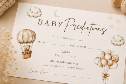 Baby Predictions cards - Baby Shower Game, Neutral themed