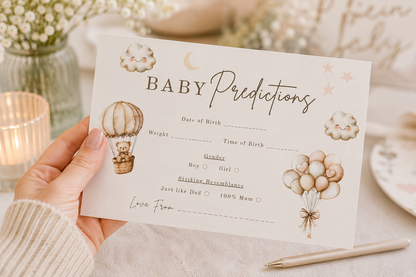 Baby Predictions cards - Baby Shower Game, Neutral themed