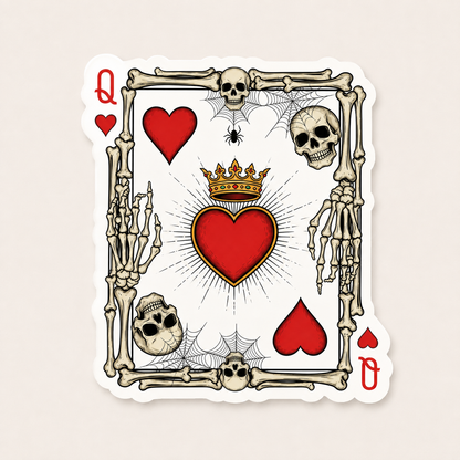 Skull Queen of Hearts Sticker