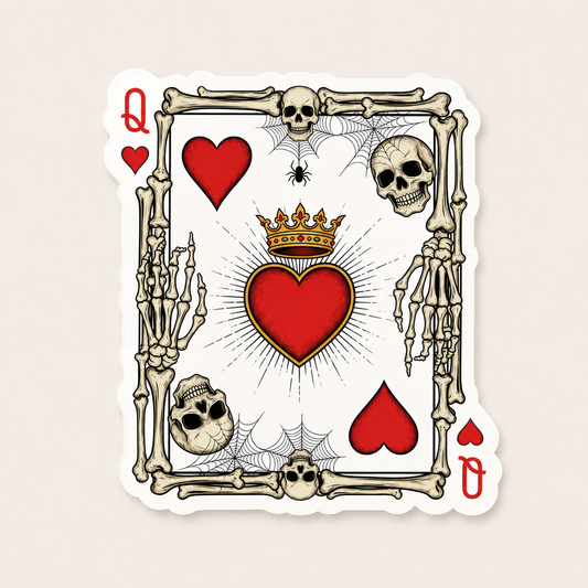 Skull Queen of Hearts Sticker