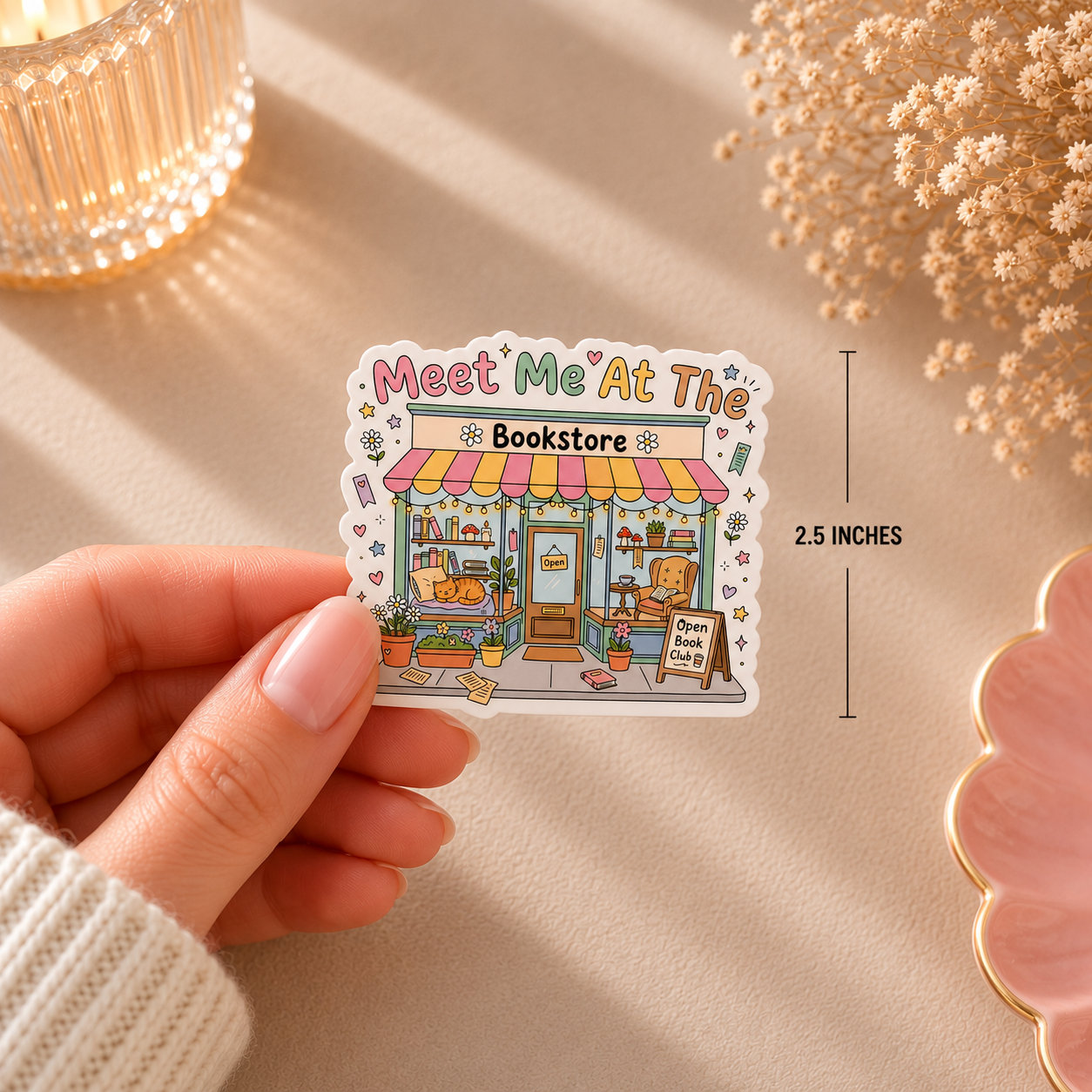 Meet me at the Bookstore Glossy finish Die Cut Sticker
