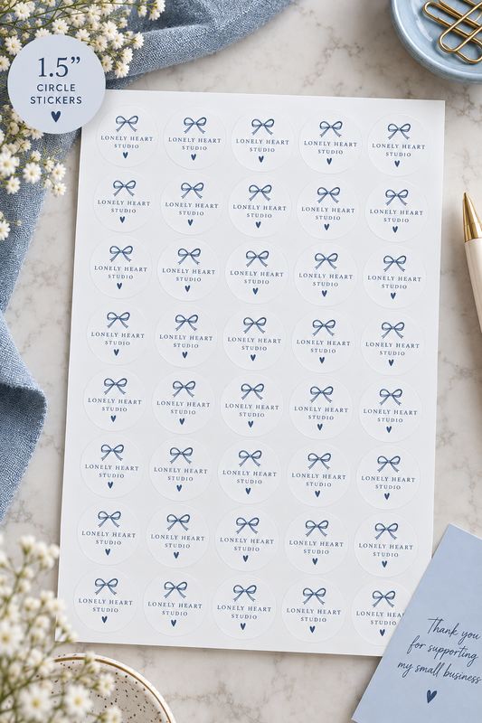 Small Business Packaging Stickers | 1.5" Circle Logo Stickers | 35 Stickers Per Sheet
