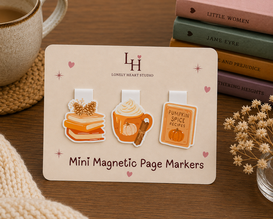 Pumpkin Spice Mini Magnetic Page Markers - Set of 3