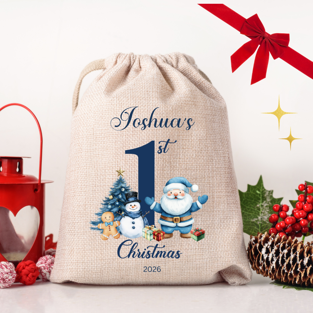 Personalised Medium Christmas Sack – My First Christmas with Date