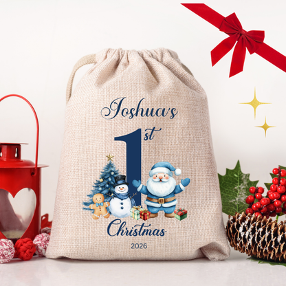 Personalised Medium Christmas Sack – My First Christmas with Date