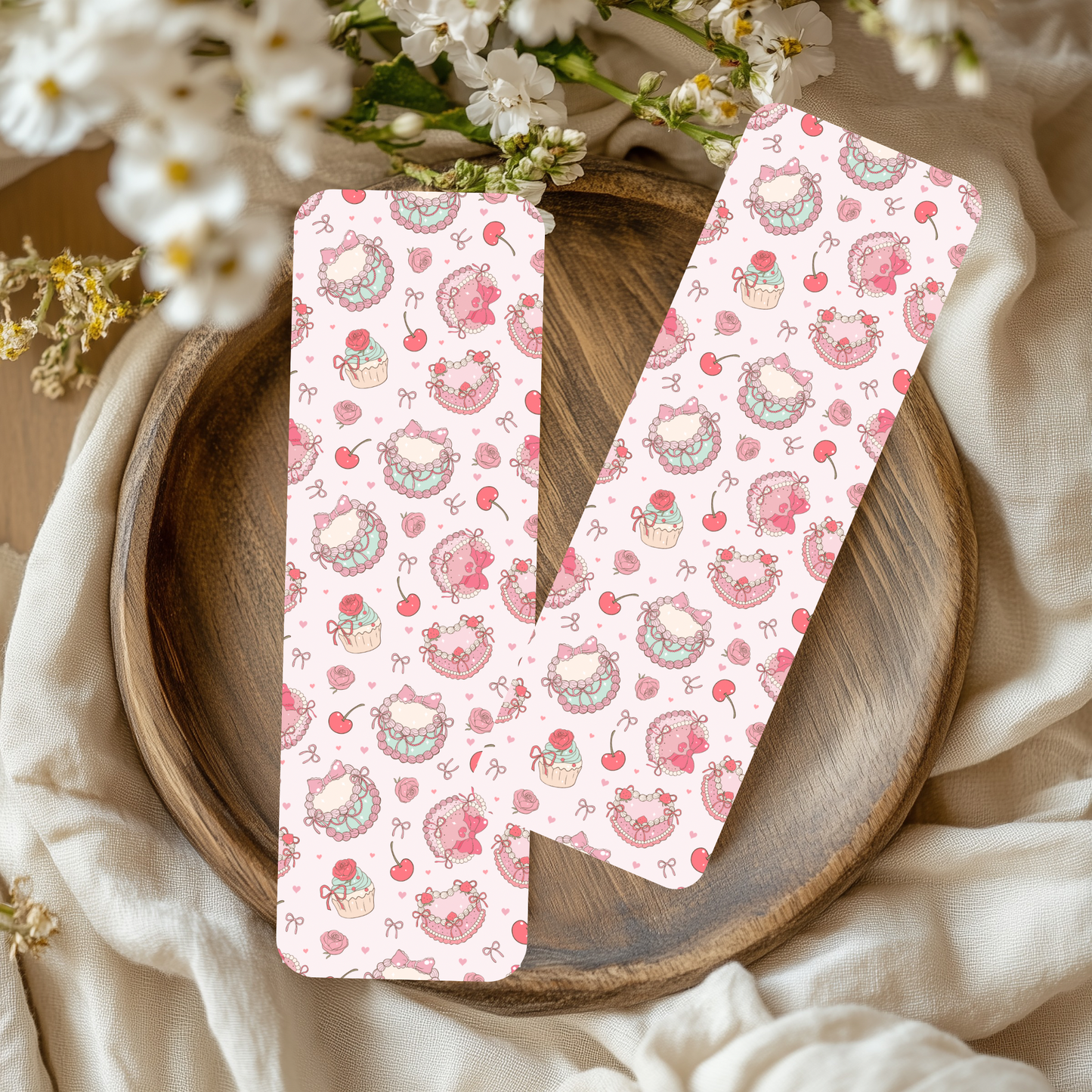 🎀 Coquette Girly Bookmarks – Cherries, Cream Cakes & Strawberries🍒🍰🍓