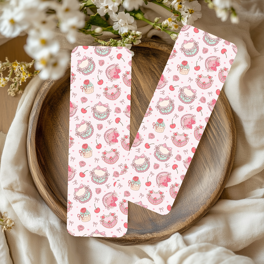 🎀 Coquette Girly Bookmarks – Cherries, Cream Cakes & Strawberries🍒🍰🍓