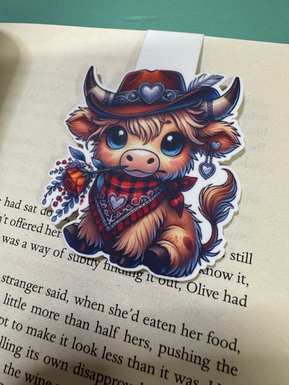 Highland Cow Cowboy Magnetic Bookmark