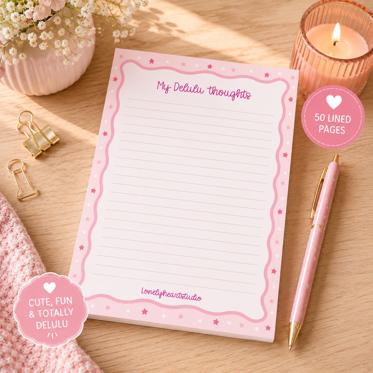 Delulu Notepad | 50 Page Funny A5 Lined Memo Pad