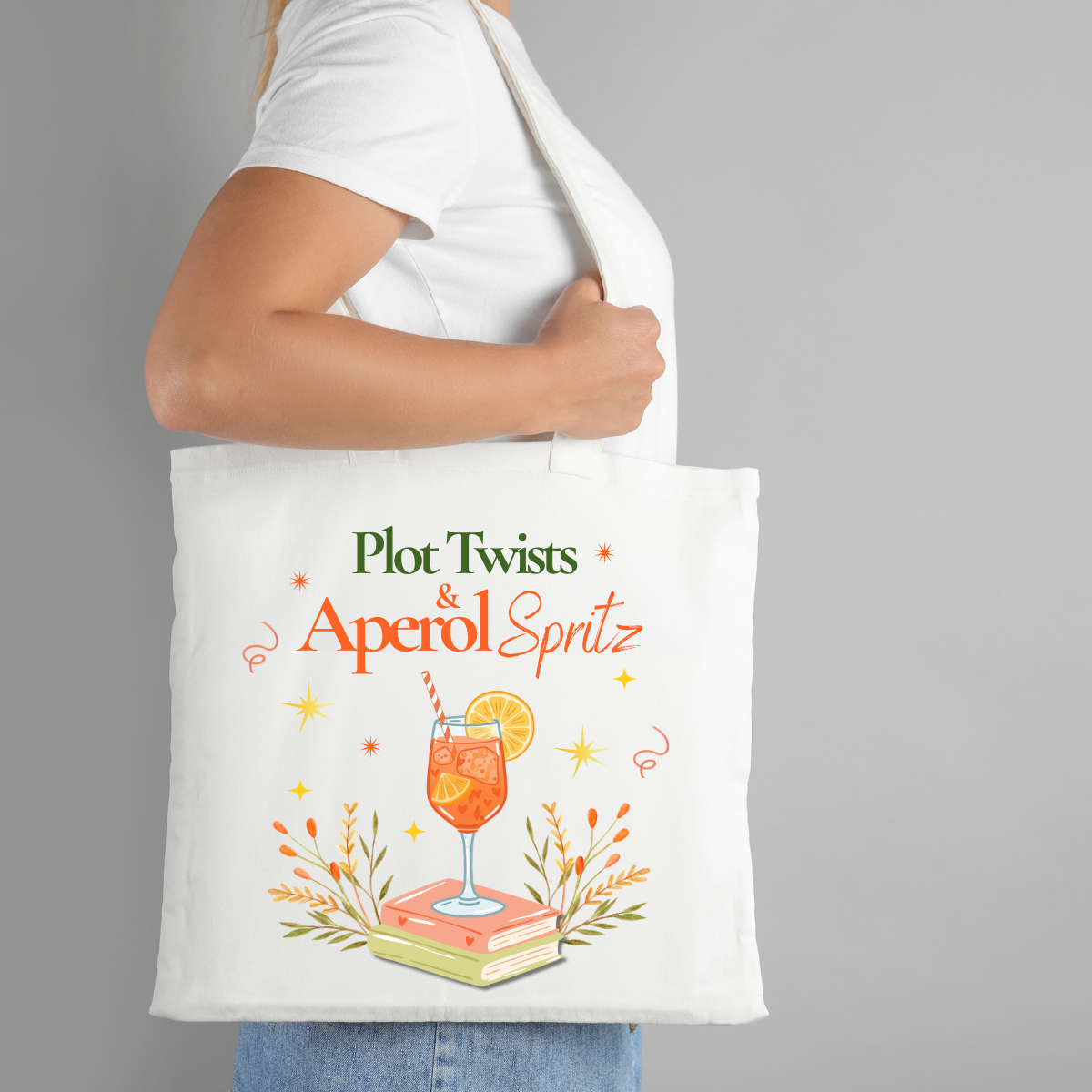 Plot Twists & Aperol Spritz Tote Bag | Long Handle