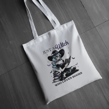 Just A Witch Who Loves Books Tote Bag | Long Handle