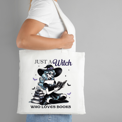 Just A Witch Who Loves Books Tote Bag | Long Handle