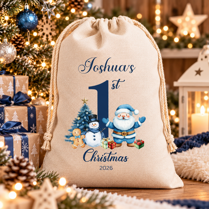 Personalised Medium Christmas Sack – My First Christmas with Date