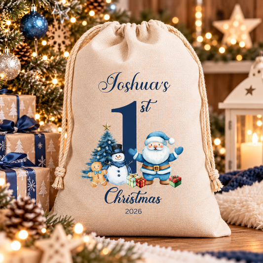 Personalised Medium Christmas Sack – My First Christmas with Date