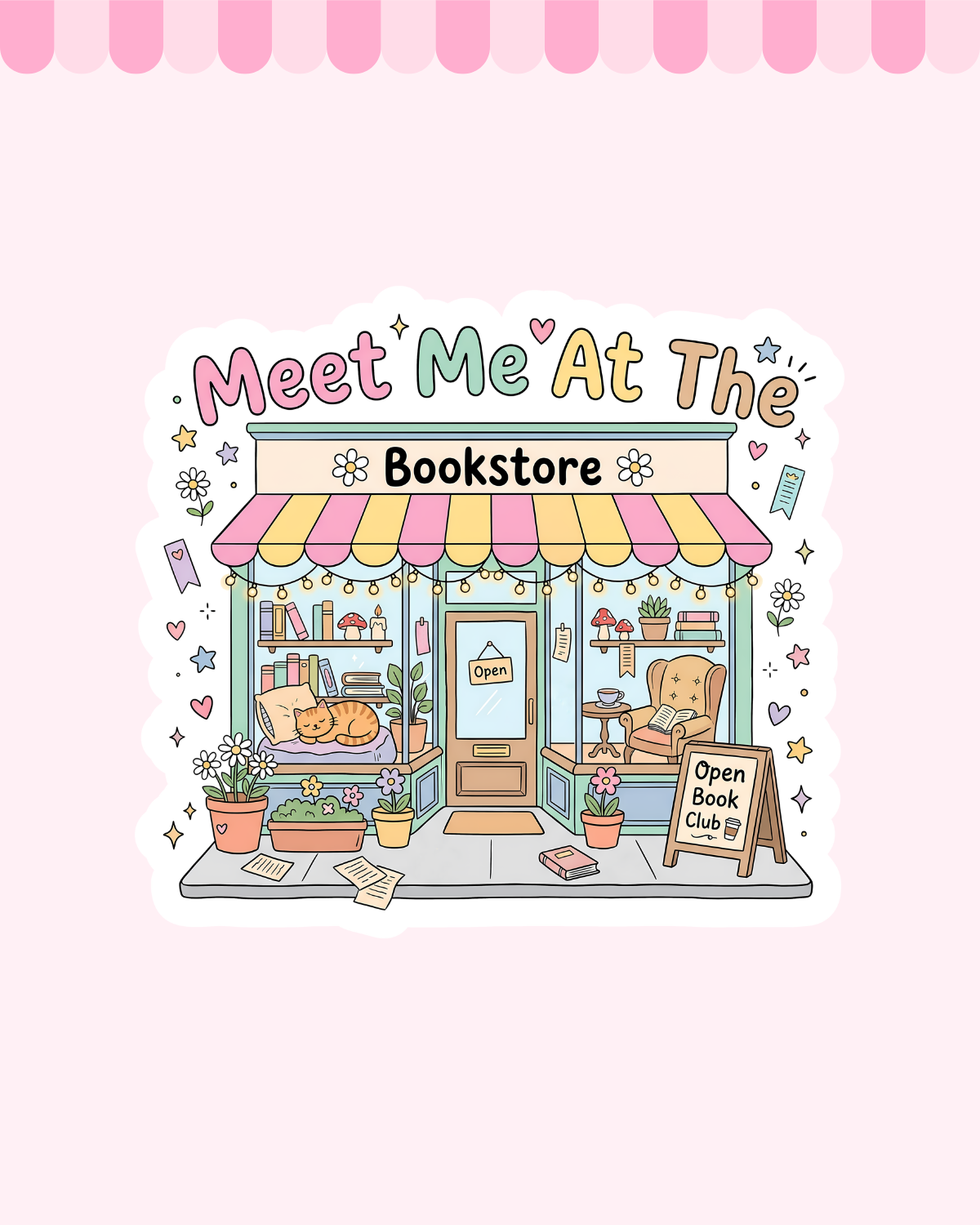 Meet me at the Bookstore Glossy finish Die Cut Sticker