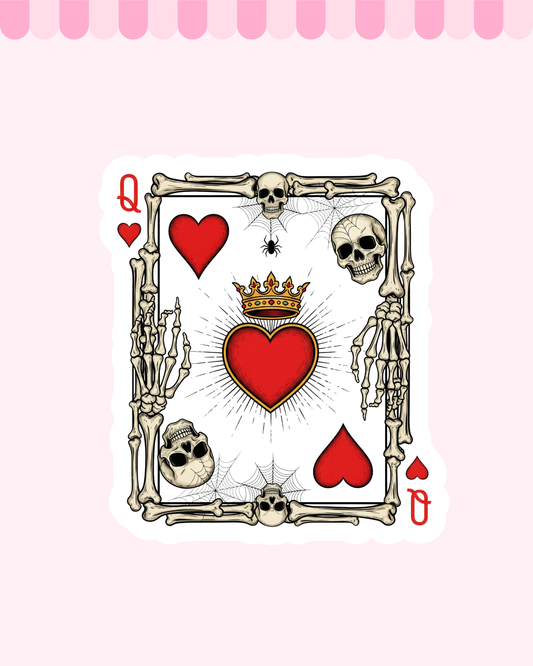 Skull Queen of Hearts Gloss Finish Die Cut Sticker