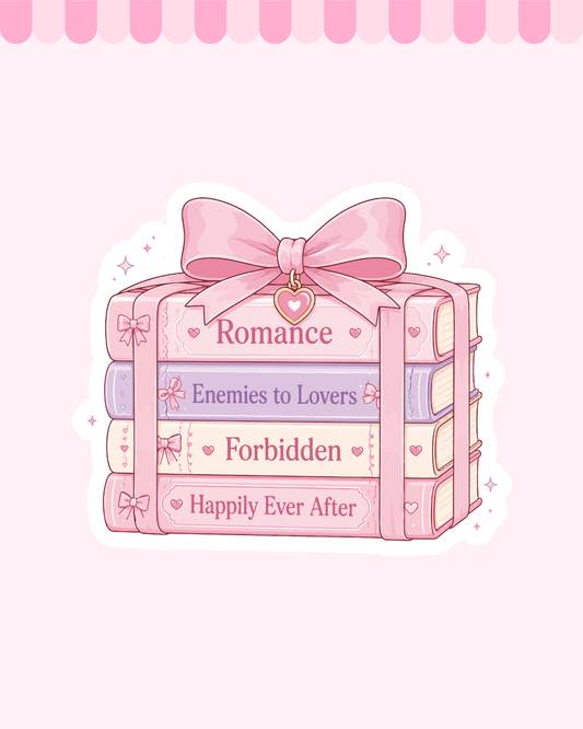 Romance Book Stack Matte finish Die Cut Sticker