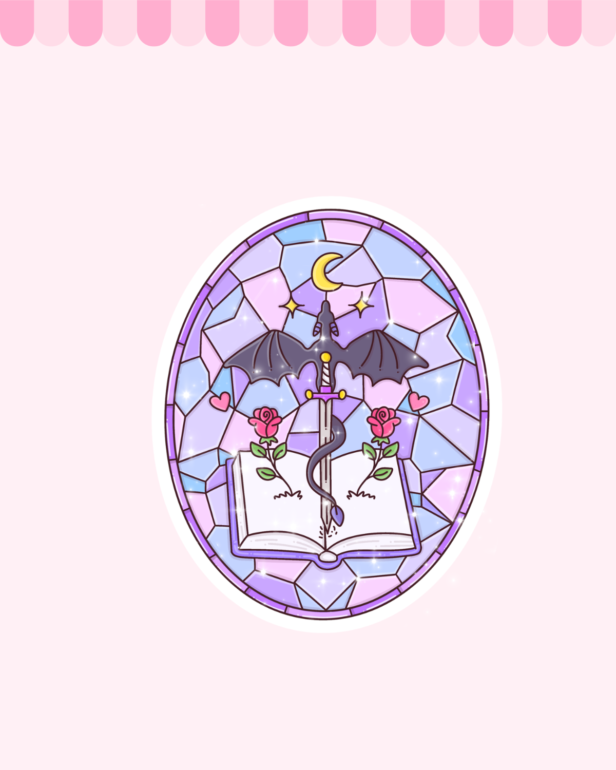 Fantasy Dragon Window Glitter Finish Die Cut Sticker