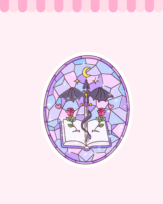 Fantasy Dragon Window Glitter Finish Die Cut Sticker
