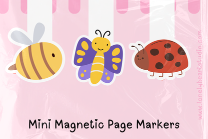 Cute Bug Mini Magnetic Page Markers - Set of 3