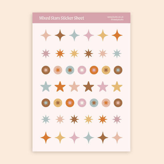 Mixed Stars Sticker Sheets | Junk Journal Paper Stickers
