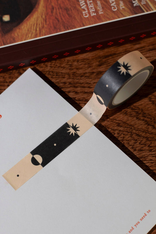 Sun and Moon Washi Tape | Black & White Monochrome Washi