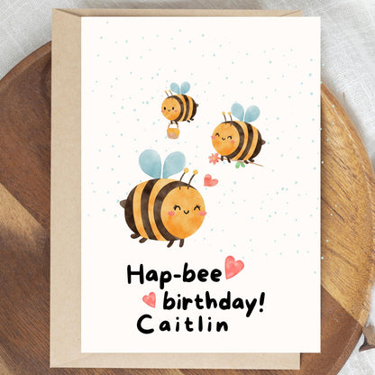 Personalised Bumble Bee Birthday Card - Pun Greeting