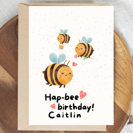 Personalised Bumble Bee Birthday Card - Pun Greeting