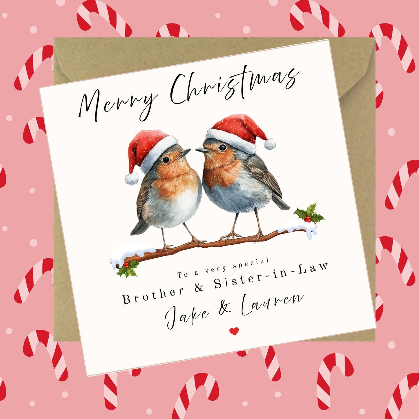 Personalised Robin Couples Christmas Card: Festive Family Keepsake