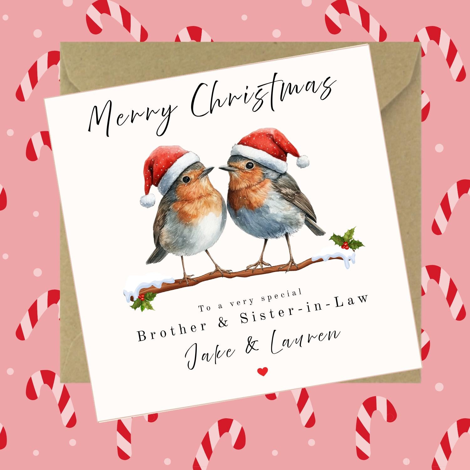 Personalised Robin Couples Christmas Card: Festive Family Keepsake