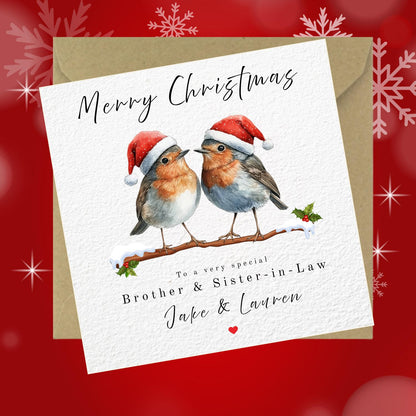 Personalised Robin Couples Christmas Card: Festive Family Keepsake