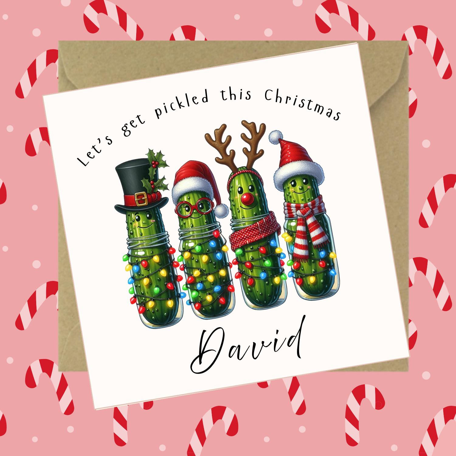 Personalised Pickles Christmas Card: Quirky Festive Greeting