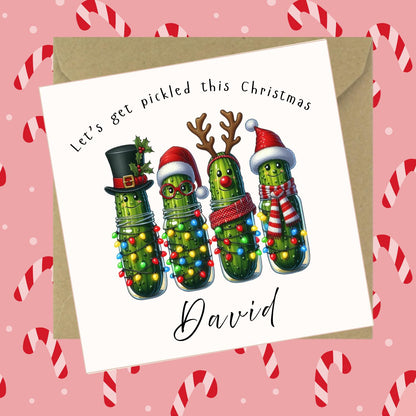 Personalised Pickles Christmas Card: Quirky Festive Greeting