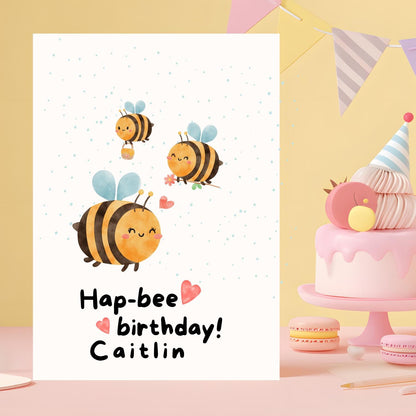 Personalised Bumble Bee Birthday Card - Pun Greeting