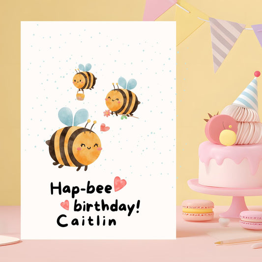 Personalised Bumble Bee Birthday Card - Pun Greeting